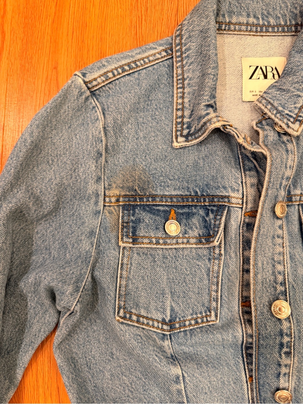 Zara Light Blue Denim Belted Jacket - Picture 2 of 4